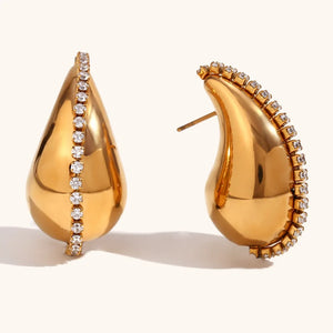 Hollow Water Drop Zircon Chain Earrings - Bold and Stylish Gift for Her