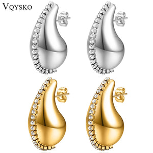 Hollow Water Drop Zircon Chain Earrings - Bold and Stylish Gift for Her