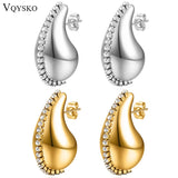 Hollow Water Drop Zircon Chain Earrings - Bold and Stylish Gift for Her