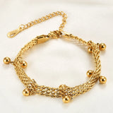 Stainless Steel Mesh Bracelet with Ball Pendant Chain