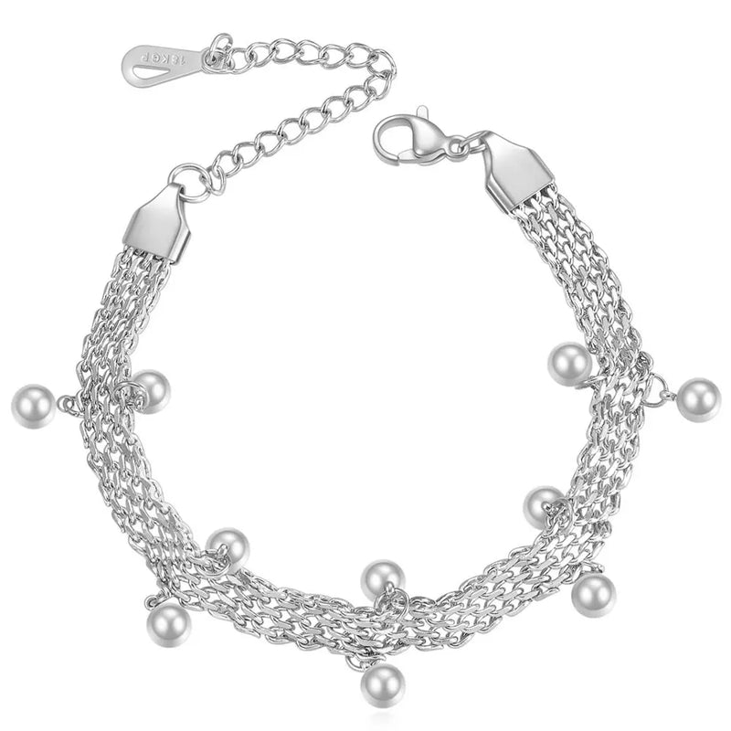 Stainless Steel Mesh Bracelet with Ball Pendant Chain