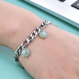 Stainless Steel Natural Stone Pendant Bracelet Adjustable Unisex