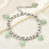 Stainless Steel Natural Stone Pendant Bracelet Adjustable Unisex