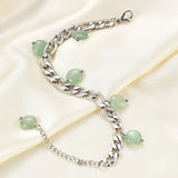 Stainless Steel Natural Stone Pendant Bracelet Adjustable Unisex