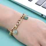 Stainless Steel Natural Stone Pendant Bracelet Adjustable Unisex