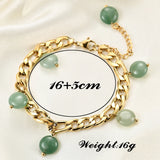Stainless Steel Natural Stone Pendant Bracelet Adjustable Unisex