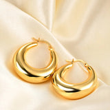 Stainless Steel PVD Hoop Earrings Chunky Statement Thread Texture