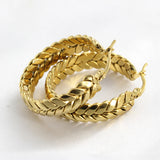 Vintage Geometric Wheat Ears Hoop Earrings