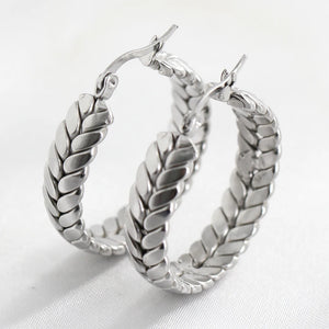 Vintage Geometric Wheat Ears Hoop Earrings