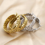 Vintage Geometric Wheat Ears Hoop Earrings
