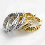 Vintage Geometric Wheat Ears Hoop Earrings