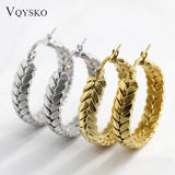 Vintage Geometric Wheat Ears Hoop Earrings