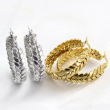 Vintage Geometric Wheat Ears Hoop Earrings