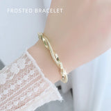 Women's Stainless Steel Frosted Wire Twisted Adjustable Bracelet