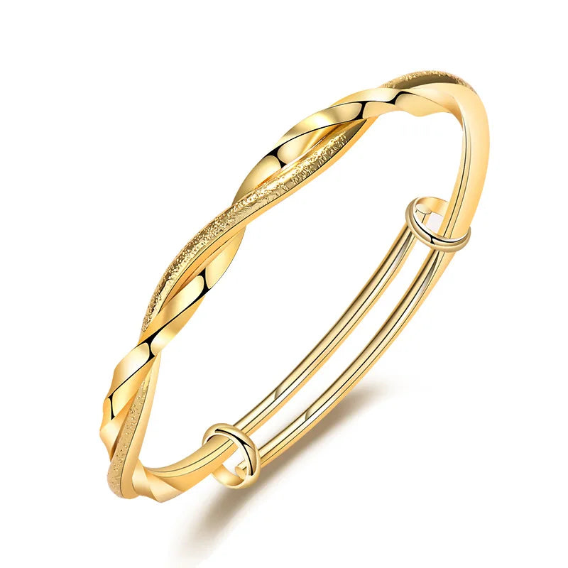 Women's Stainless Steel Frosted Wire Twisted Adjustable Bracelet