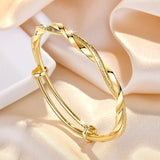 Women's Stainless Steel Frosted Wire Twisted Adjustable Bracelet