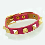 VRESSE Punk Style Rivets PU Leather Bracelet Stainless Steel Cuff