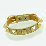 VRESSE Punk Style Rivets PU Leather Bracelet Stainless Steel Cuff