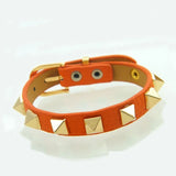 VRESSE Punk Style Rivets PU Leather Bracelet Stainless Steel Cuff