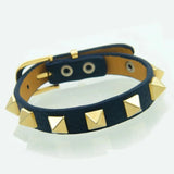 VRESSE Punk Style Rivets PU Leather Bracelet Stainless Steel Cuff