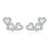 Heart Shape Pave Rhinestone CZ Ice Out Stud Earring - Copper Earrings