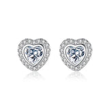 Heart Shape Pave Rhinestone CZ Ice Out Stud Earring - Copper Earrings