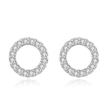 Heart Shape Pave Rhinestone CZ Ice Out Stud Earring - Copper Earrings