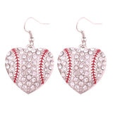 Diamond Heart Shape Softball Baseball Earrings Female Gild Hoops