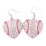 Diamond Heart Shape Softball Baseball Earrings Female Gild Hoops