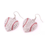 Diamond Heart Shape Softball Baseball Earrings Female Gild Hoops