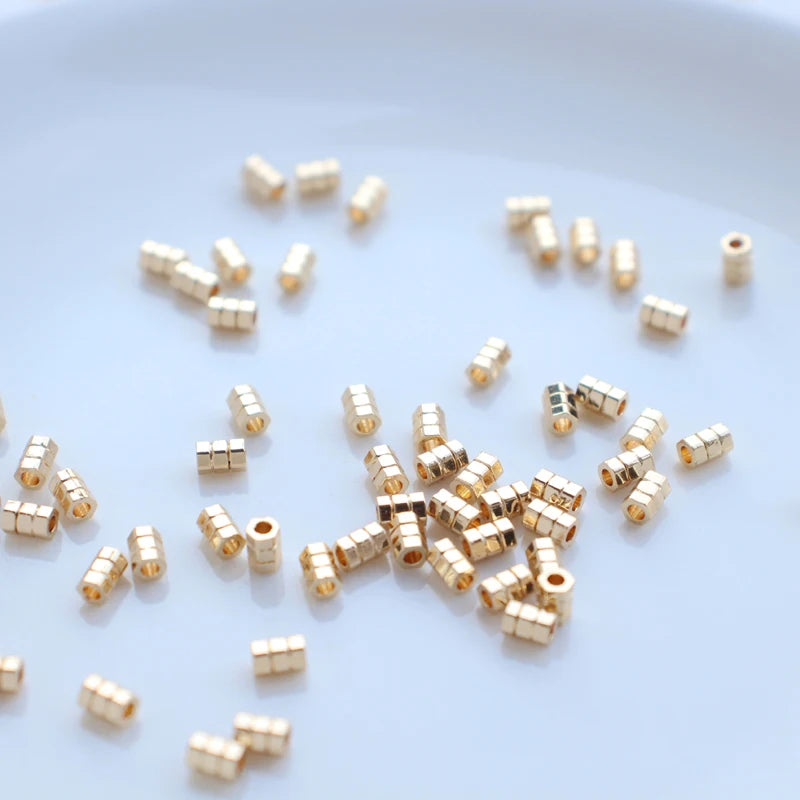 Vacuum Plated Faceted Hexagon Spacer Beads 2*4mm 20pcs