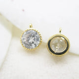 Vacuum Plating CZ Zircon Round Charms Cake Crystal Pendants 5pcs