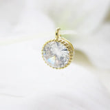 Vacuum Plating CZ Zircon Round Charms Cake Crystal Pendants 5pcs