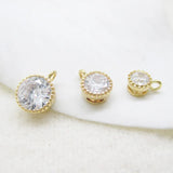 Vacuum Plating CZ Zircon Round Charms Cake Crystal Pendants 5pcs