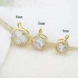 Vacuum Plating CZ Zircon Round Charms Cake Crystal Pendants 5pcs