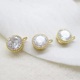 Vacuum Plating CZ Zircon Round Charms Cake Crystal Pendants 5pcs