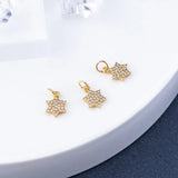 Small Mini Hexagonal Star Zircon Brass Charms Pendant 8mm