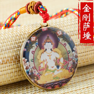 Vajra Samurai Buddha Statue Small Thangka Pendant Necklace