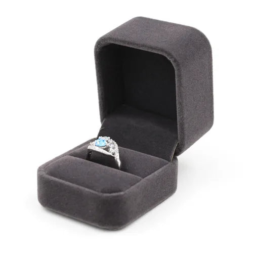 Valentijnsdag Dubbele Ring Box Fluwelen Zwart