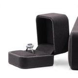 Valentijnsdag Dubbele Ring Box Fluwelen Zwart