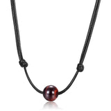 Valentine Couple Necklace Leather Choker Tiger Eye Stone
