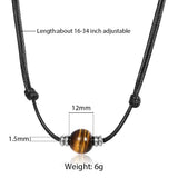 Valentine Couple Necklace Leather Choker Tiger Eye Stone