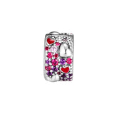 925 Sterling Silver Valentine Heart Clip Beads for Charms Bracelets