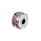925 Sterling Silver Valentine Heart Clip Beads for Charms Bracelets