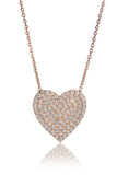925 Silver Heart Pendant Necklace Zircon Love Jewelry