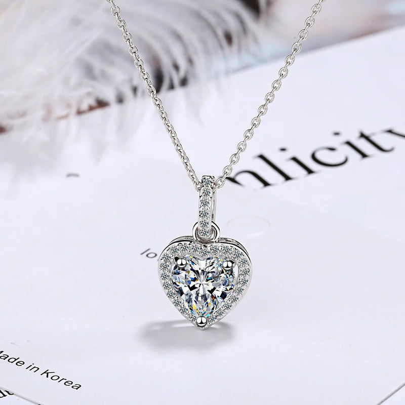 925 Silver Heart Pendant Necklace Women