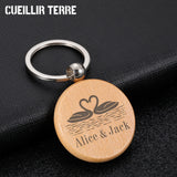 Valentine Wooden Couples Keychain Boyfriend Girlfriend Keyring