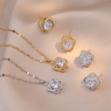 Valentine Heart Jewelry Set Stainless Steel Zircon Wedding Gift