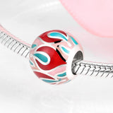 Valentine 925 Sterling Silver Love Heart Pink Enamel Fine Beads Charm