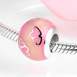 Valentine 925 Sterling Silver Love Heart Pink Enamel Fine Beads Charm